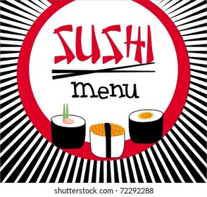 Sushi with chopsticks. vector background