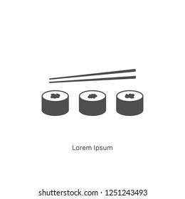 Sushi and chopsticks, vector illustration, flat silhouette, logo