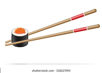 sushi and chopsticks vector illustration isolated on white background