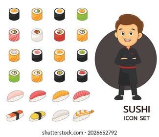 Sushi Collection concept flat icons.