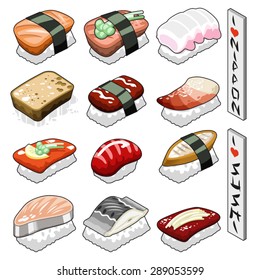 Sushi collection (isometric view)