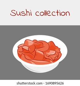 Sushi collection. Pickled ginger. Multicolored art without a stroke. Vector.