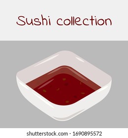 Sushi collection. sweet chili sauce, sriracha sauce. Multicolored art without a stroke. Vector.