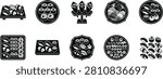 Sushi combinations and platters black silhouette icon set, flat combo sampler vector
