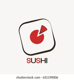 Sushi concept logo red and black design badge