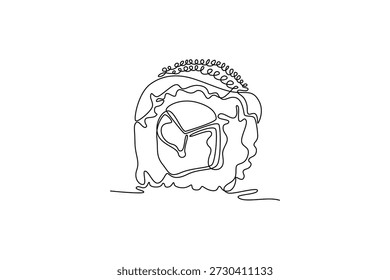  Concepto de sushi. Diseño de dibujo de línea única. Ilustración gráfica de Vector