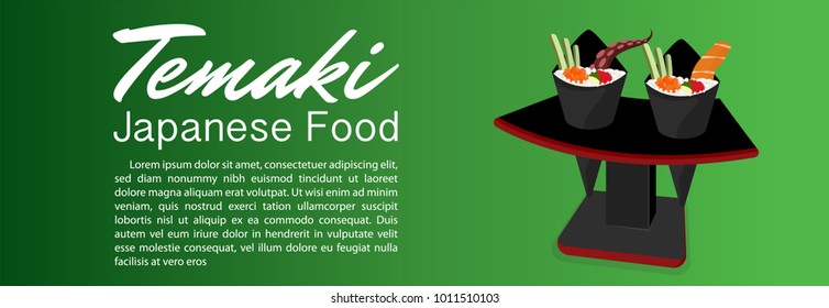 Sushi Cones (Temaki) Japanese Food background Green