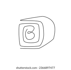 Sushi continuous line drawing. Monoline, line art, outline. Japanese traditional food. Symbol, icon, logo, sketch.
