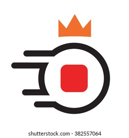 Sushi with crown and with speed effect. Sushi delivery. Sushi king. Icon flat vector on white background