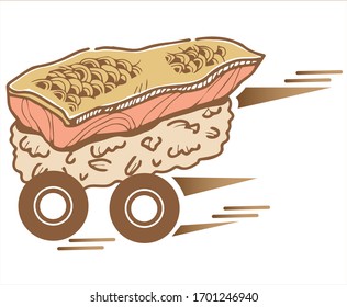 sushi delivery icon for every sushi restaurant who want to send  the most popular Japanese food to everyone  on easy and good looking style