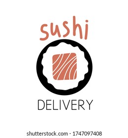 logotipo de entrega de sushi. ilustración simple plana