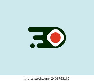 Sushi delivery minimalist logotype. Japanese food takeout logo concept. Creative roll seafood vector logo.