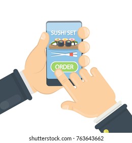Sushi delivery order online using smartphone app.