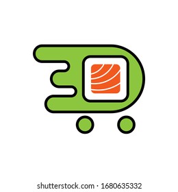 Sushi delivery service logo. Sushi delivery icon in flat style. Vector illustration. EPS 10