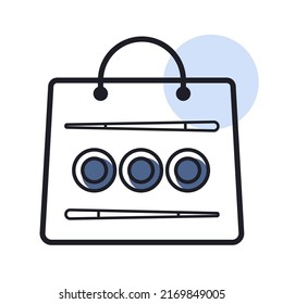 Sushi delivery vector icon. Bag for sushi delivery. Graph symbol for cooking web site and apps design, logo, app, UI
