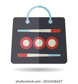 Sushi delivery vector icon. Bag for sushi delivery. Graph symbol for cooking web site and apps design, logo, app, UI
