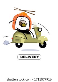 
Sushi delivery. Vector illustration for website, advertisement, banner, application. 