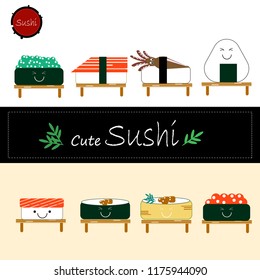  Sushi design with vector sushi character. Chinese word means sushi.