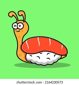Sushi, diseño para tu menú. Secando en forma de caracol sobre un fondo verde. Ilustración del vector
