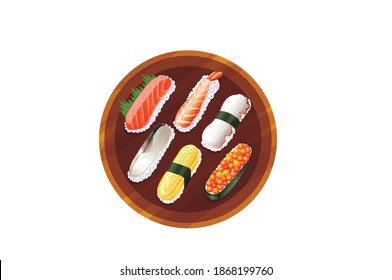 Sushi Different Sushi's vector illustration isolated on white background