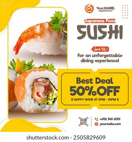 Sushi discount promotional banner template