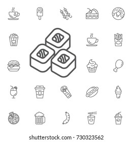sushi dish icon on the white background. Simple Set of FAST FOOD Vector Line Icons.