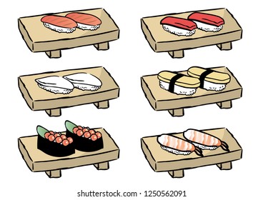 Sushi dish various sets - wooden dish type