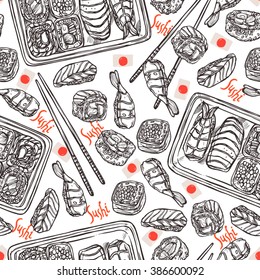 Sushi Doodle Seamless Pattern