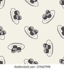 sushi doodle seamless pattern background