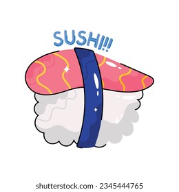 Sushi doodle vector filled outline Sticker. EPS 10 file