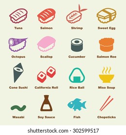 sushi elements, vector infographic icons