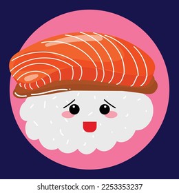 Sushi emoji vector, sushi emoticon sticker design