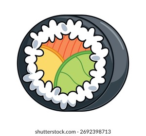 Sushi recheado de arroz e legumes