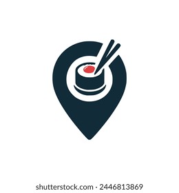 sushi finder location technology logo Ilustración vectorial diseño de Plantilla