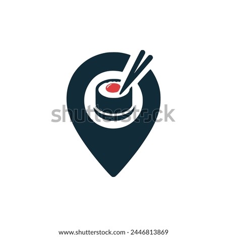 sushi finder location technology logo vector illustration template design