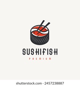 Sushi fish logo design with bowl and chopsticks  2