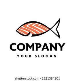 Sushi fish salmon logo vector