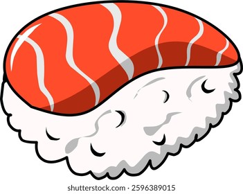 sushi, flat cartoon isolated on white background. Vector illustration