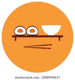 sushi flat icon minimalist japanese food symbol for design