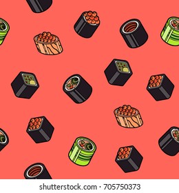 Sushi flat outline isomeric pattern