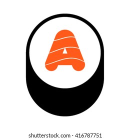 Sushi font, letter A, vector.