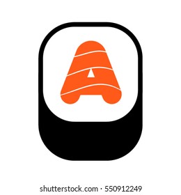 Sushi font, letter A, vector.