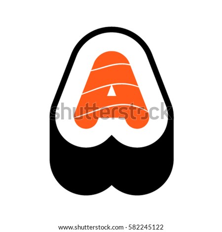 Sushi font, letter A, vector.