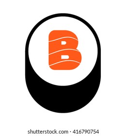 Sushi font, letter B, vector.