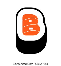 Sushi font, letter B, vector.