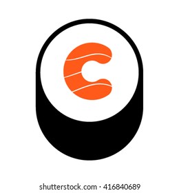 Sushi font, letter C, vector.