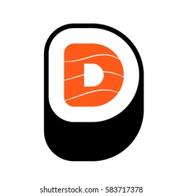 Sushi font, letter D, vector.