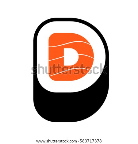 Sushi font, letter D, vector.