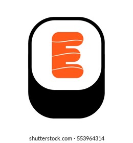 Sushi font, letter E, vector.