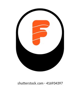 Sushi font, letter F, vector.